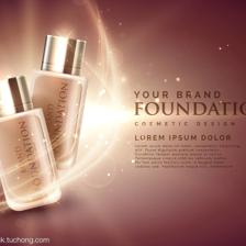 科技重塑美妝 令人敬畏的化妝品基礎產品3D廣告圖概念
